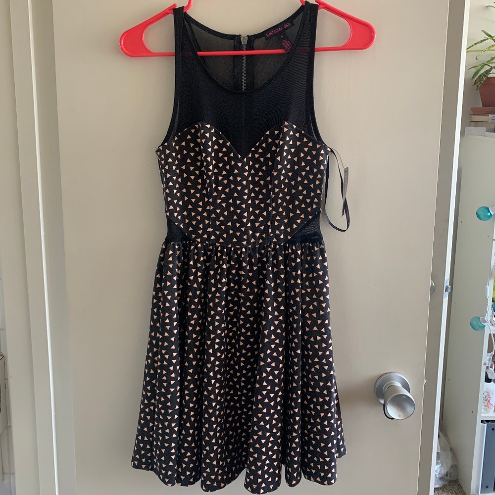 Material girls triangle print fit and flare dress